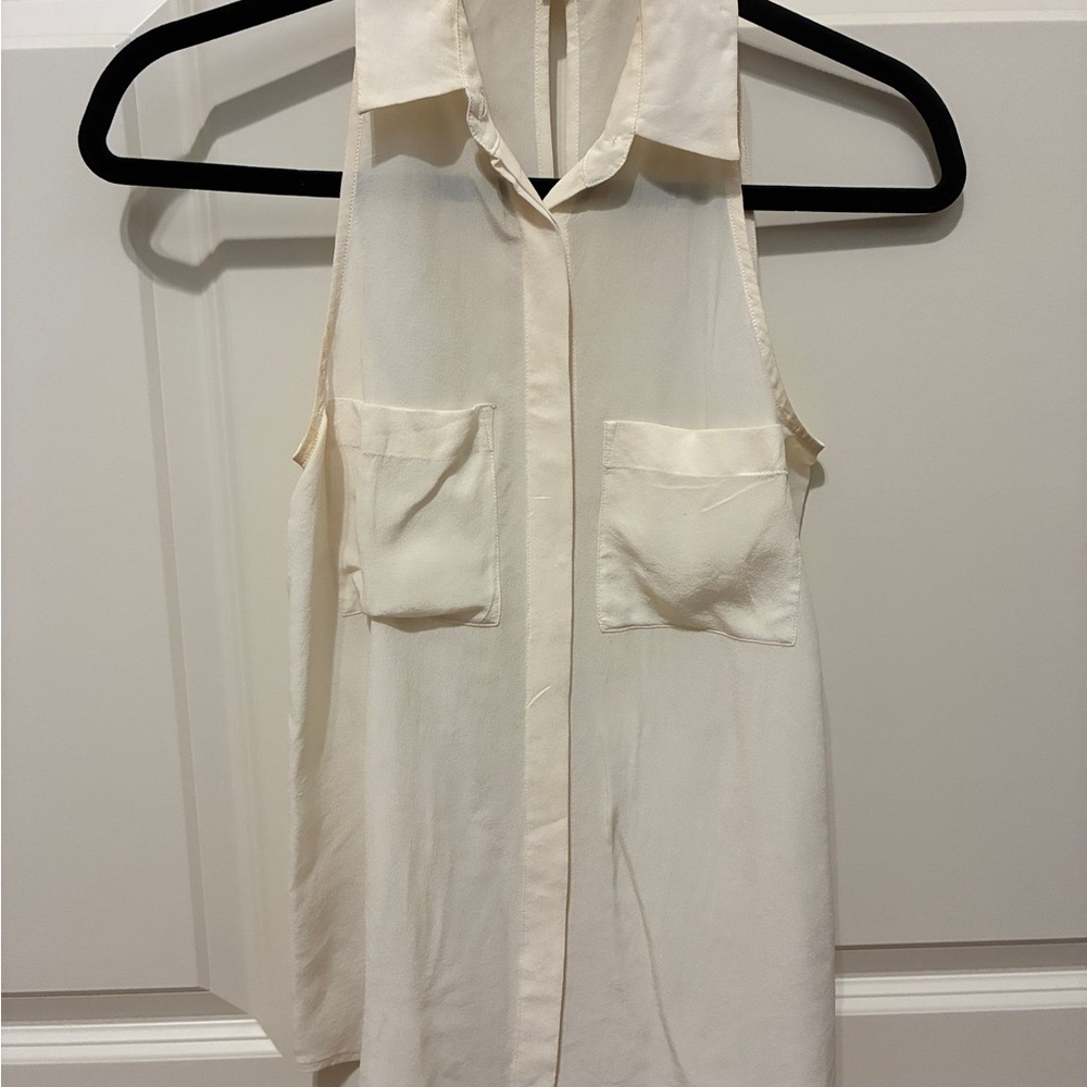 Madewell silk Sleeveless Button-Front Blouse Top with Keyhole Back